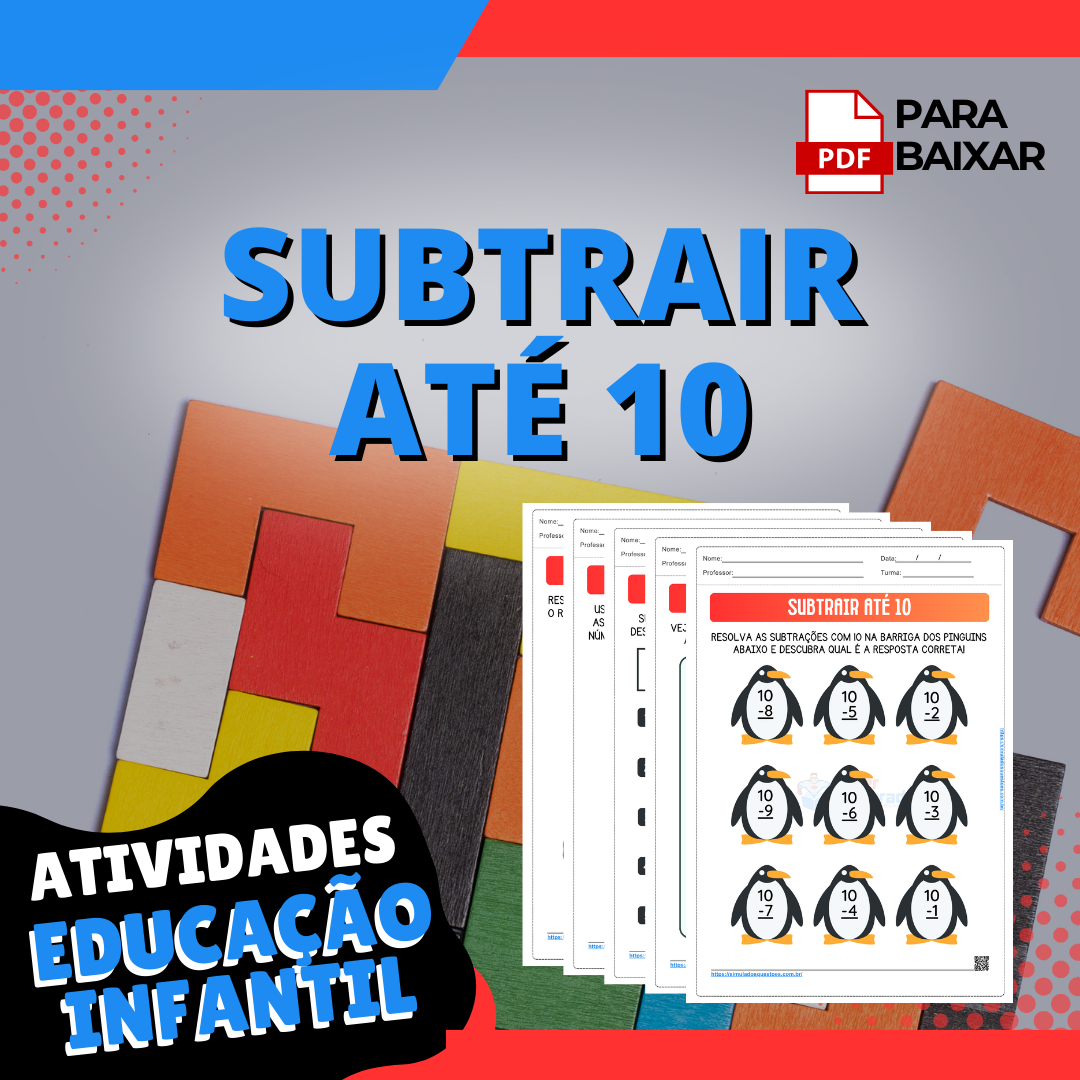 Atividades De Subtrair At Para Educa O Infantil E Ano Ef