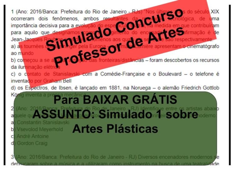 Simulado 1 sobre Artes Plásticas Concurso Professor