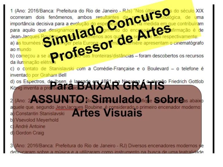 Simulado 1 sobre Artes Visuais Concurso Professor