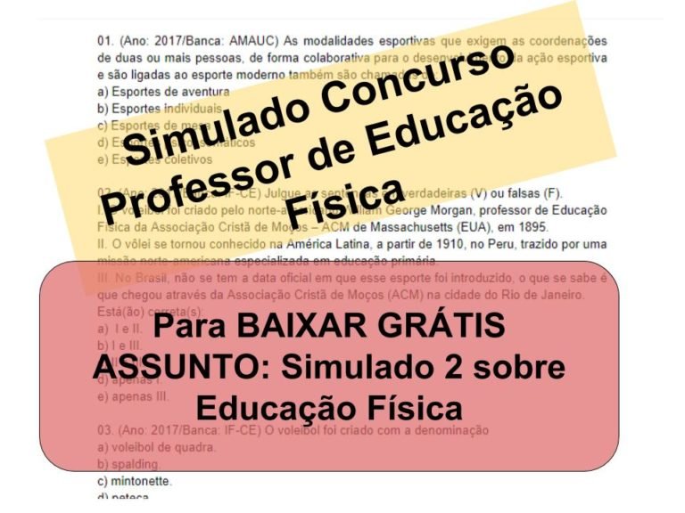 Simulado 2 Concurso de Educação Física Concurso Professor