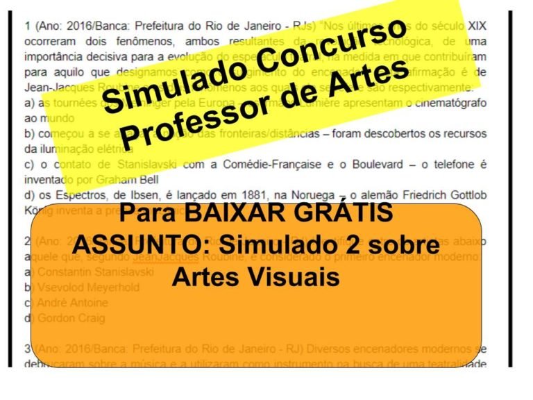 Simulado 2 sobre Artes Visuais Concurso Professor