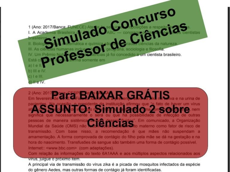 Simulado 2 sobre Ciências Concurso Professor de Ciências