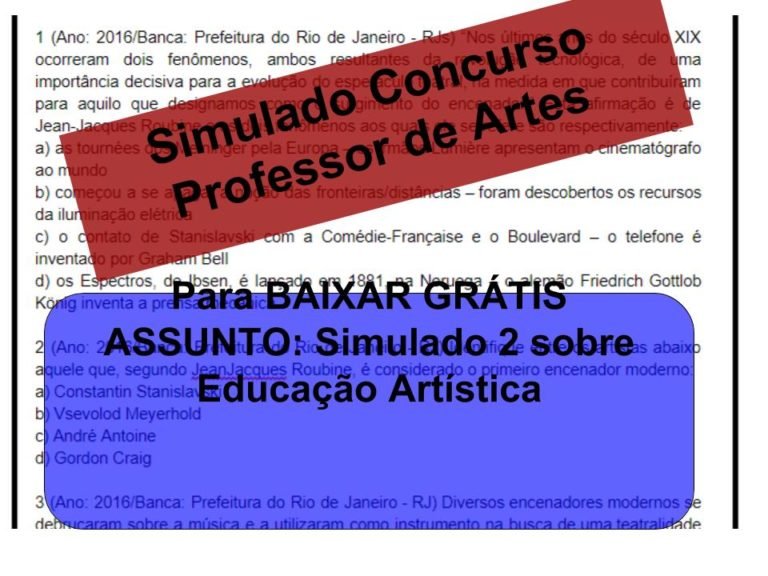 Simulado 2 sobre Educação Artística Concurso Professor