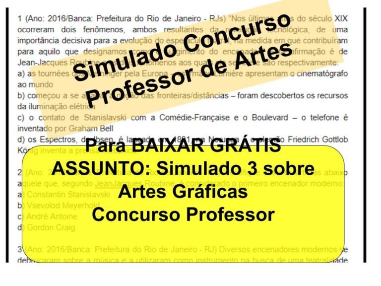 Simulado 3 sobre Artes Gráficas Concurso Professor