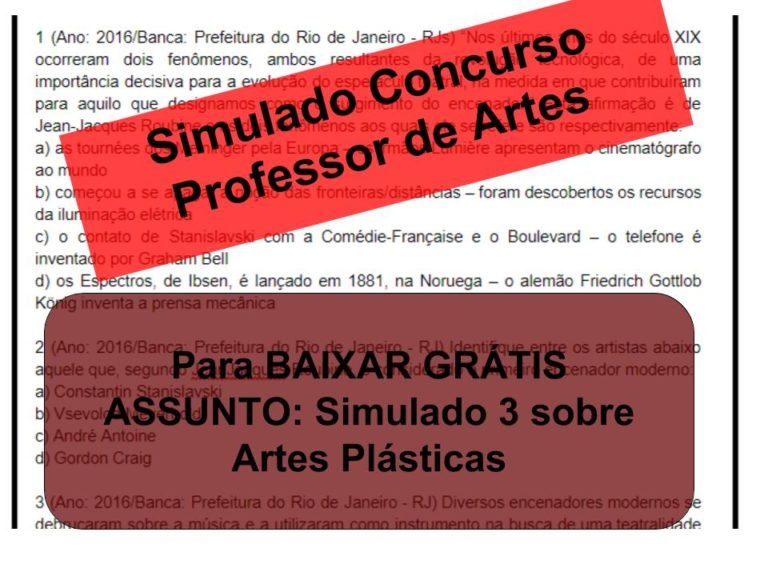 Simulado 3 sobre Artes Plásticas Concurso Professor