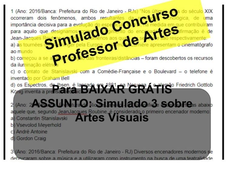 Simulado 3 sobre Artes Visuais Concurso Professor