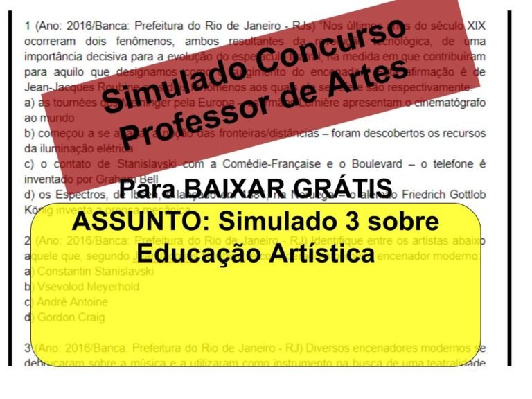 Simulado 3 sobre Educação Artística