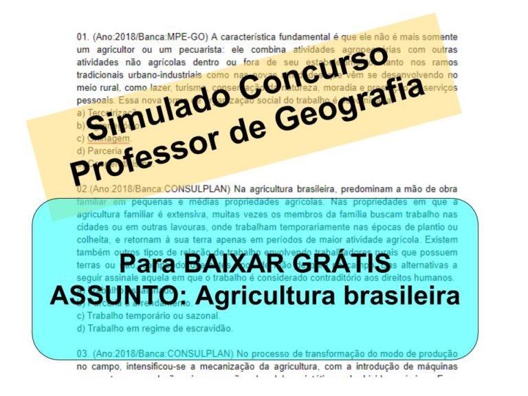 Simulado sobre Agricultura brasileira Concurso Professor de Geografia
