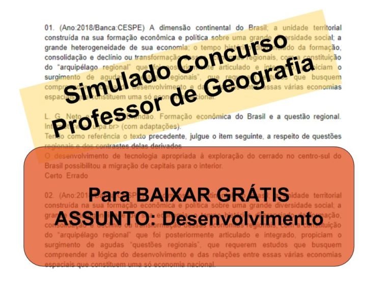 Simulado sobre Desenvolvimento Concurso Professor de Geografia