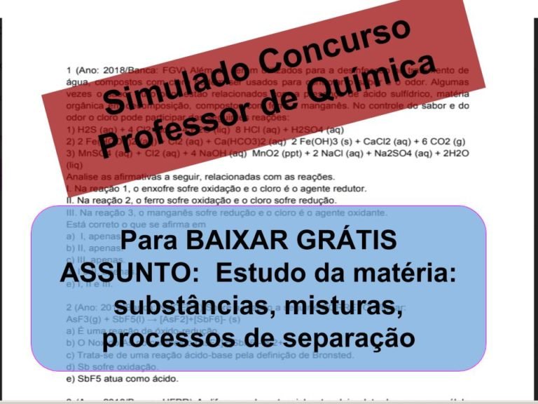 Simulado sobre Estudo da matéria_ substâncias, misturas, processos de separação