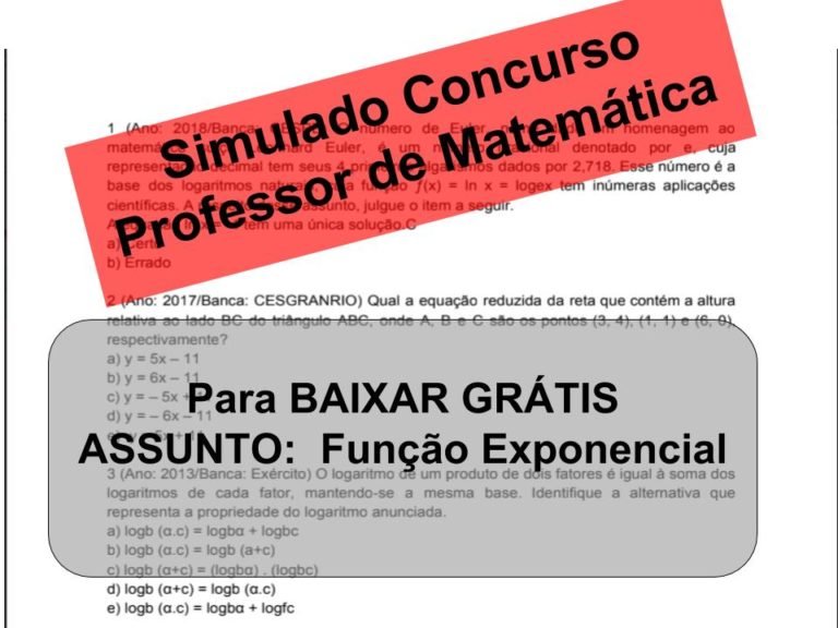 Simulado sobre Função Exponencial Concurso Professor de Matemática