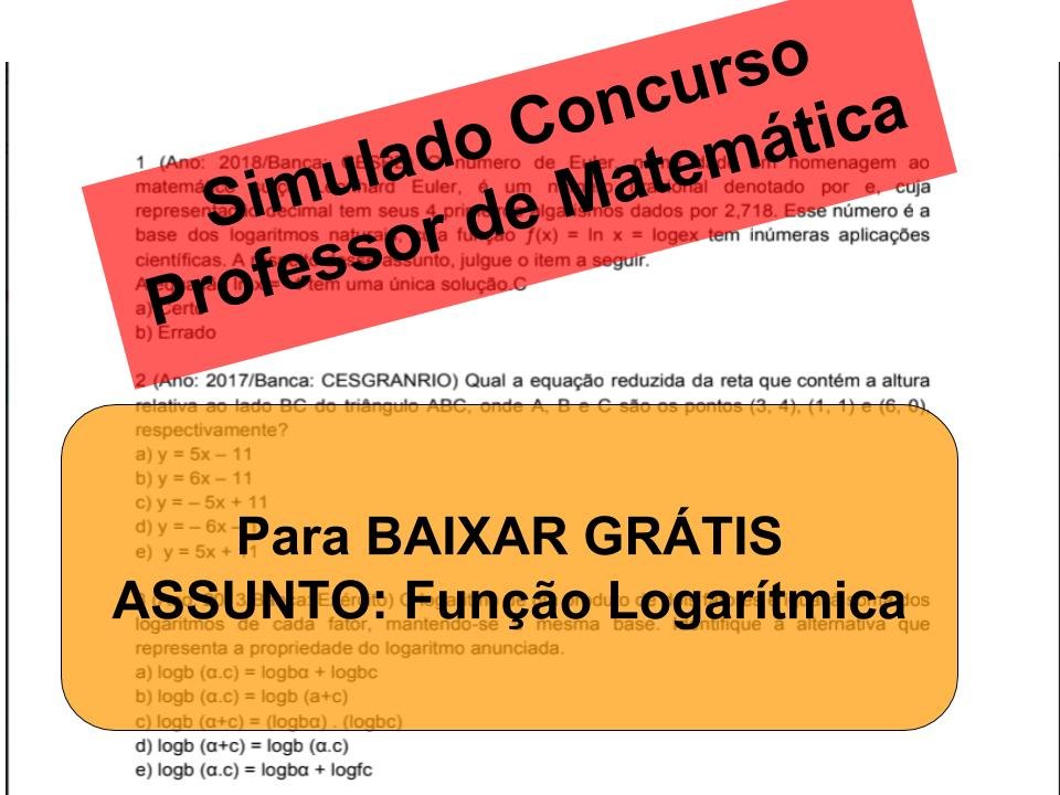 Simulado Sobre Fun O Logar Tmica Simulados E Quest Es