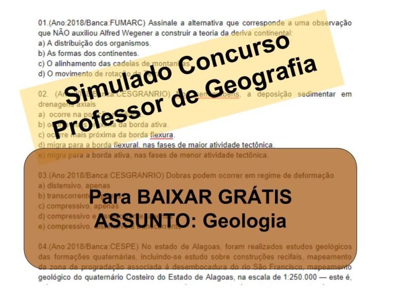 Simulado sobre Geologia Concurso Professor de Geografia