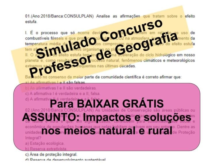 Simulado sobre Impactos e soluções nos meios natural e rural Concurso Professor de Geografia