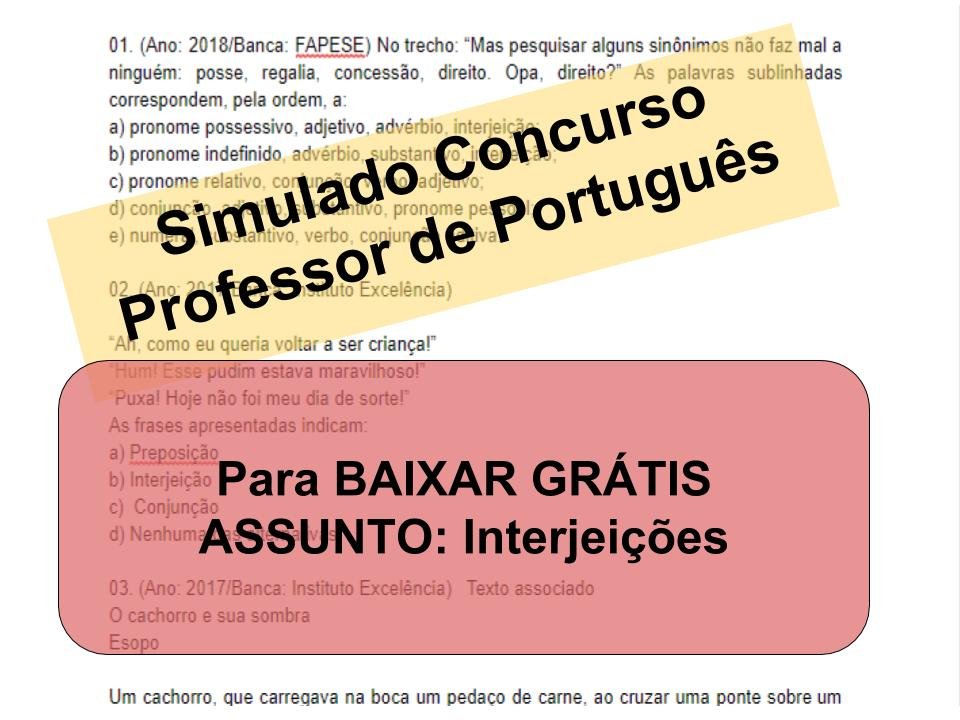Simulado sobre Interjeições Concurso  Professor de Português