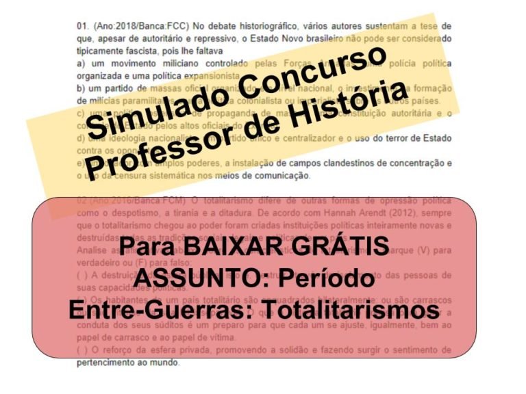 Simulado sobre Período Entre-Guerras_ Totalitarismos Concurso Professor de História