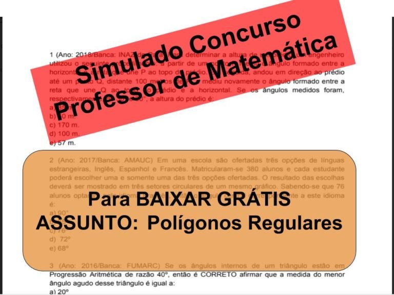 Simulado sobre Polígonos Regulares Concurso Professor de Matemática