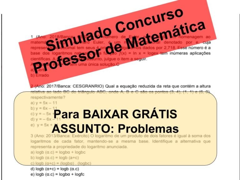 Simulado sobre Problemas Concurso Professor de Matemática