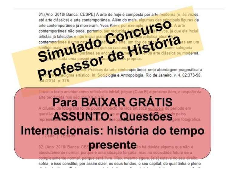 Simulado sobre Questões Internacionais_ história do tempo presente Concurso Professor de História