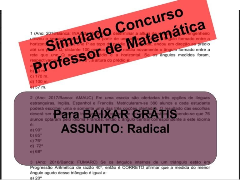 Simulado sobre Radical Concurso Professor de Matemática