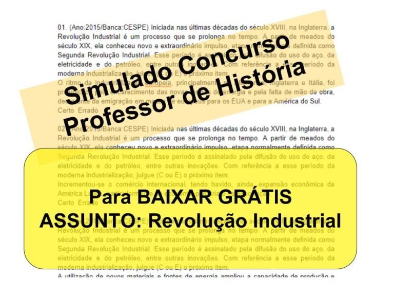 Simulado sobre Revolução Industrial Concurso Professor de História