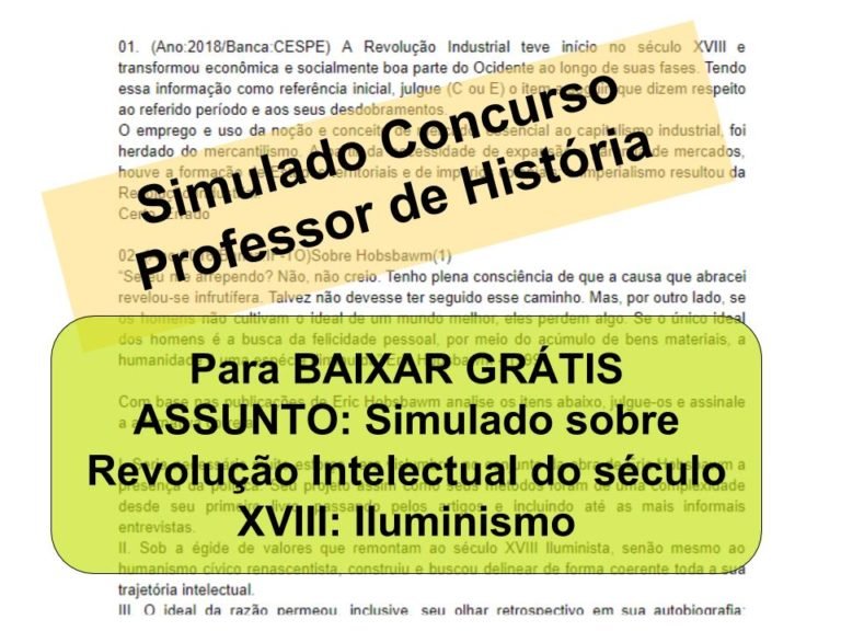 Simulado Sobre Revolução Intelectual Do Século XVIII: Iluminismo ...