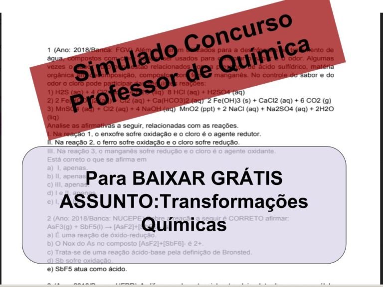 Simulado sobre Transformações Químicas Concurso Professor de Química