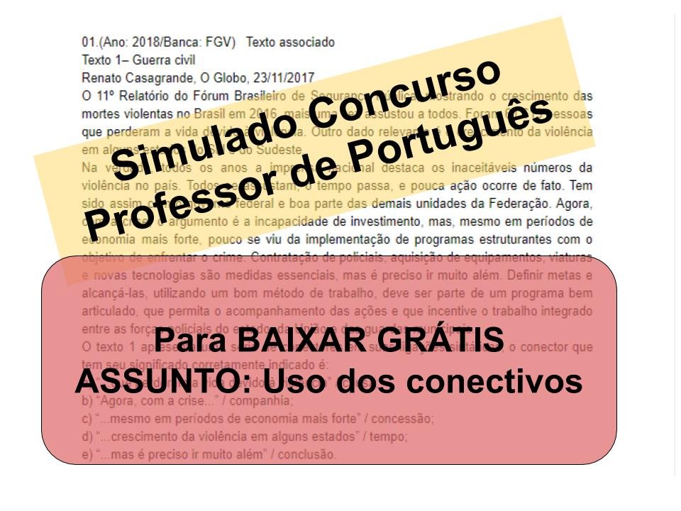 Simulado sobre Uso dos conectivos Concurso  Professor de Português