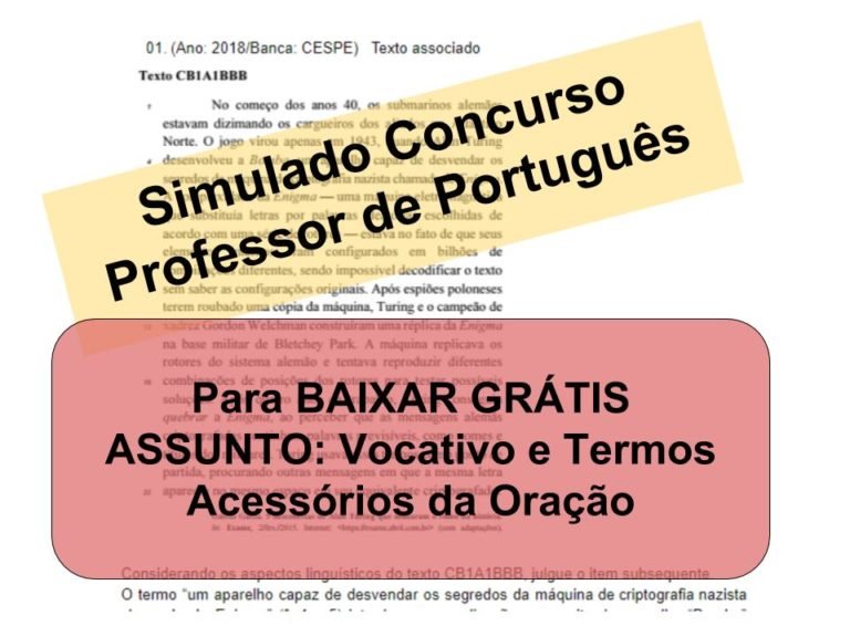 Simulado sobre Vocativo e Termos Acessórios da Oração Concurso Professor de Português