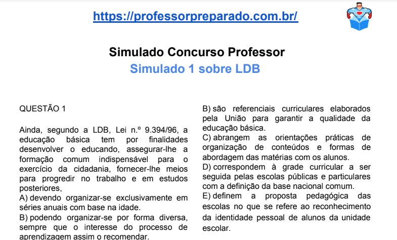 GRÁTIS – 7 Simulados Para Concurso De Professores – Simulados E Questões