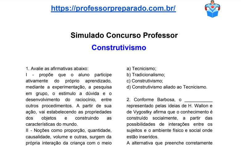 Simulado Sobre Construtivismo Simulados E Quest Es