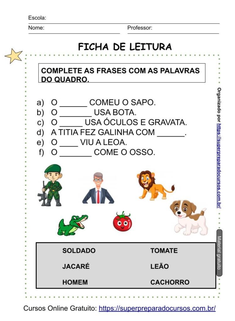 Completar palavras 1 – Jogos da Escola