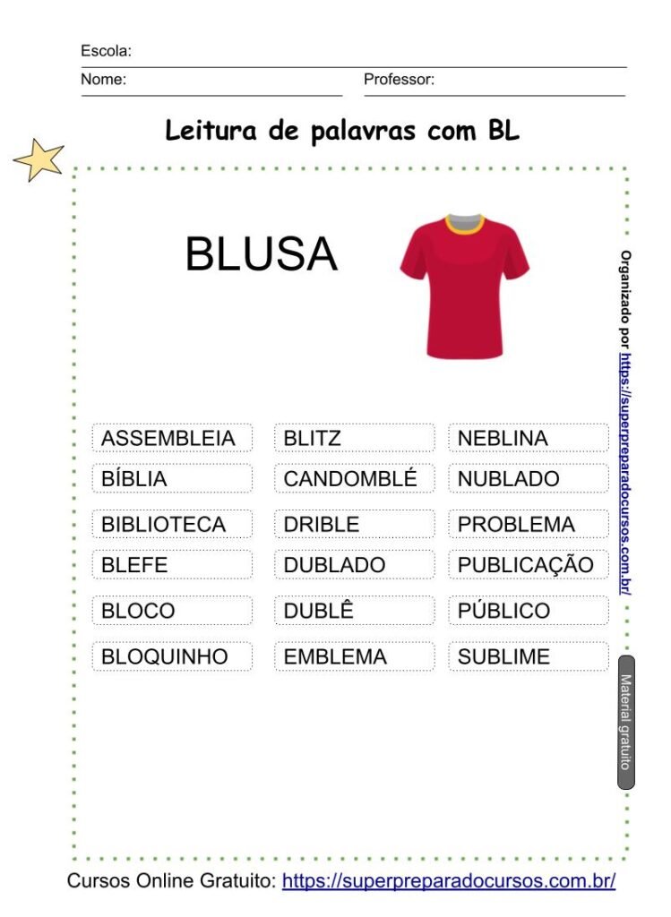 Apostila Leitura de Palavras Complexas. - Simulados e Questões