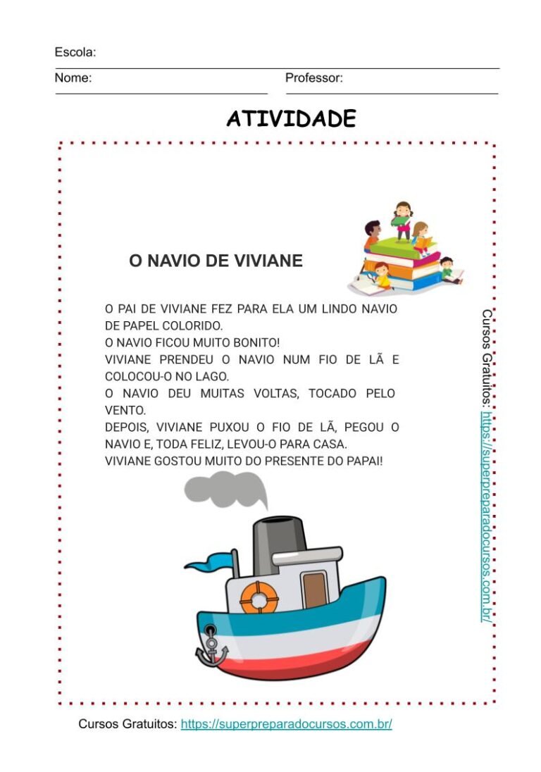 Fichas de Leitura com textos simples