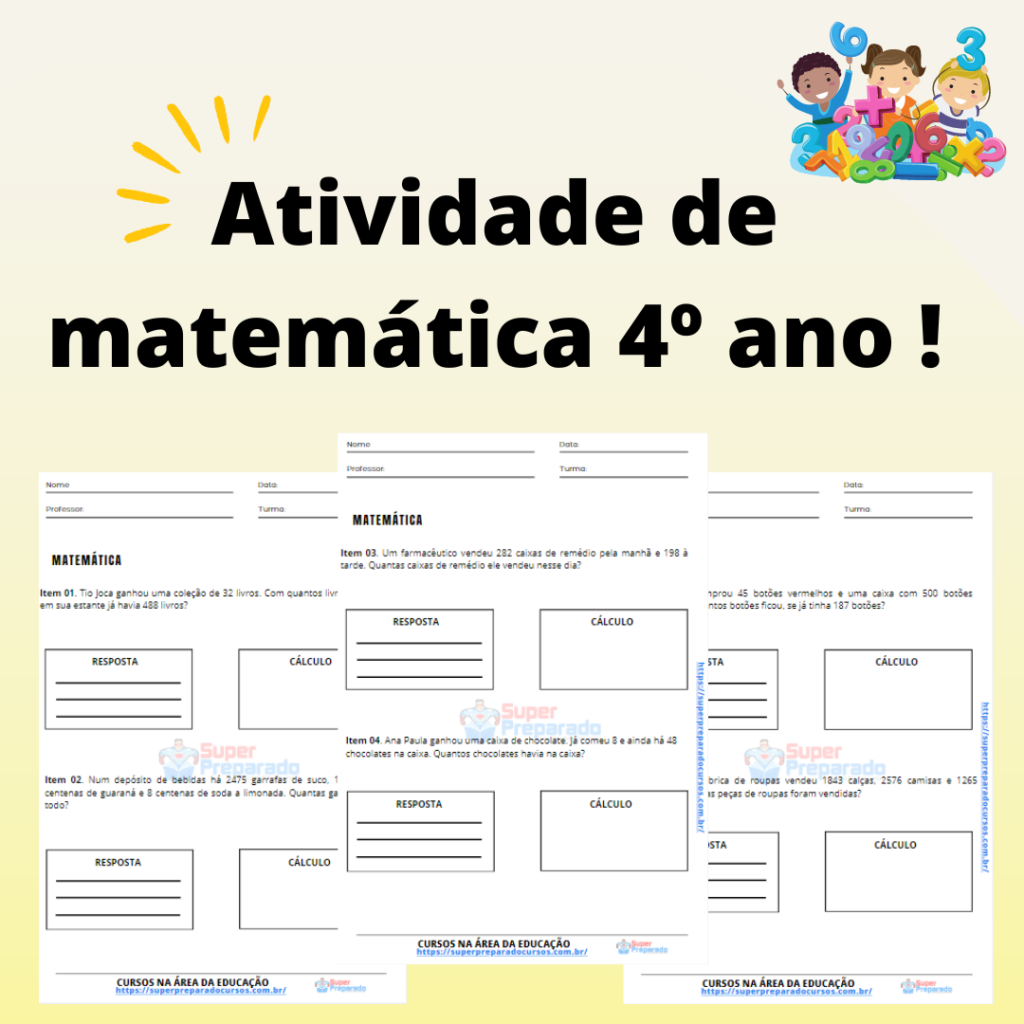 Atividades de Matemática para Quarta Série - Atividades de Matematica