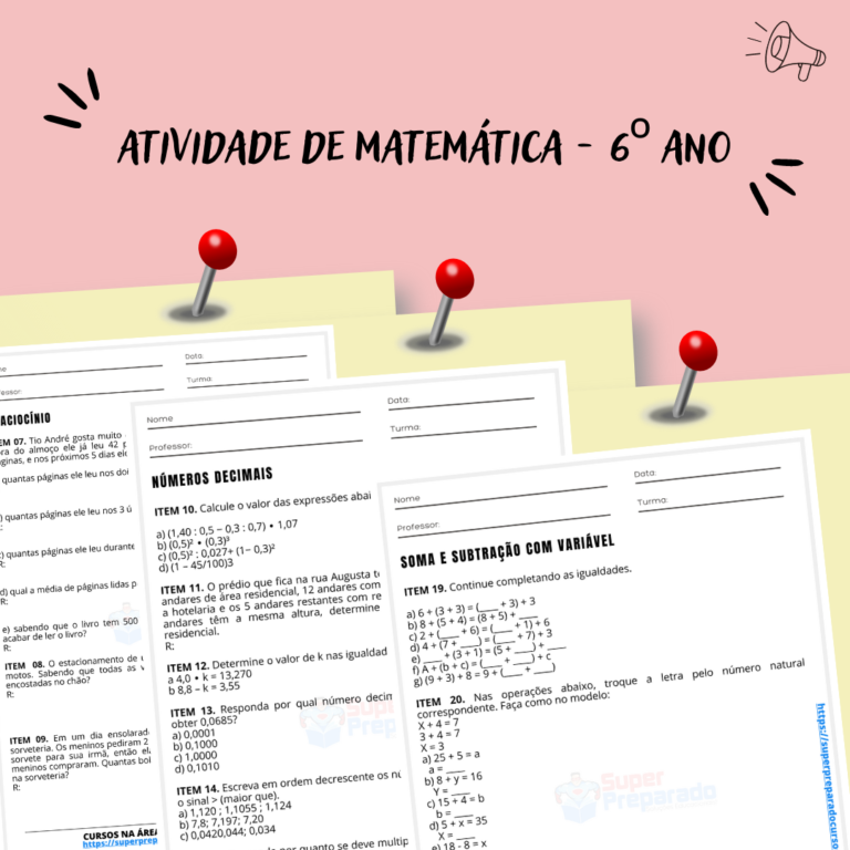atividade de matemática - 6 ano