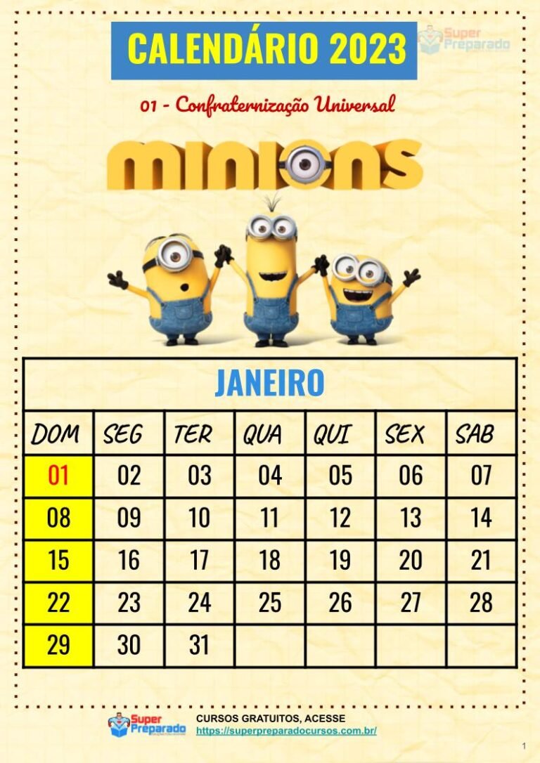 Calendário 2023 - Minions