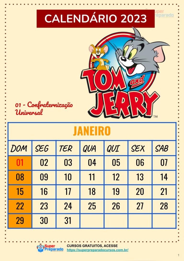 _Calendário 2023 - Tom e Jerry