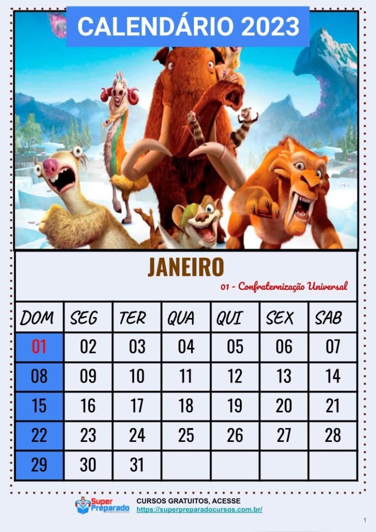 Calendário 2023 - A Era do Gelo