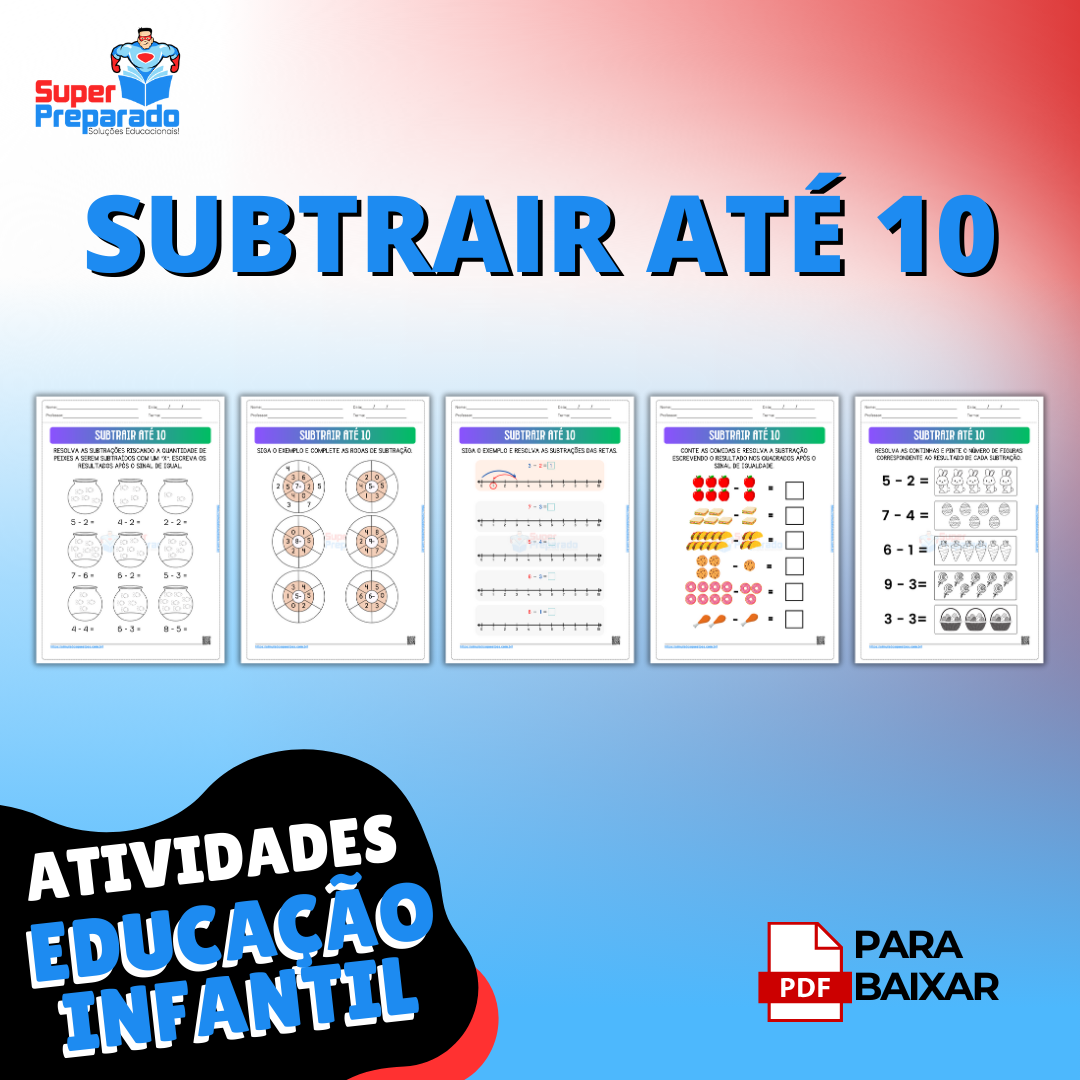 53 Atividades De Subtrair Até 10 Para Educação Infantil E 1º Ano Ef MatemÁtica Simulados E 5892