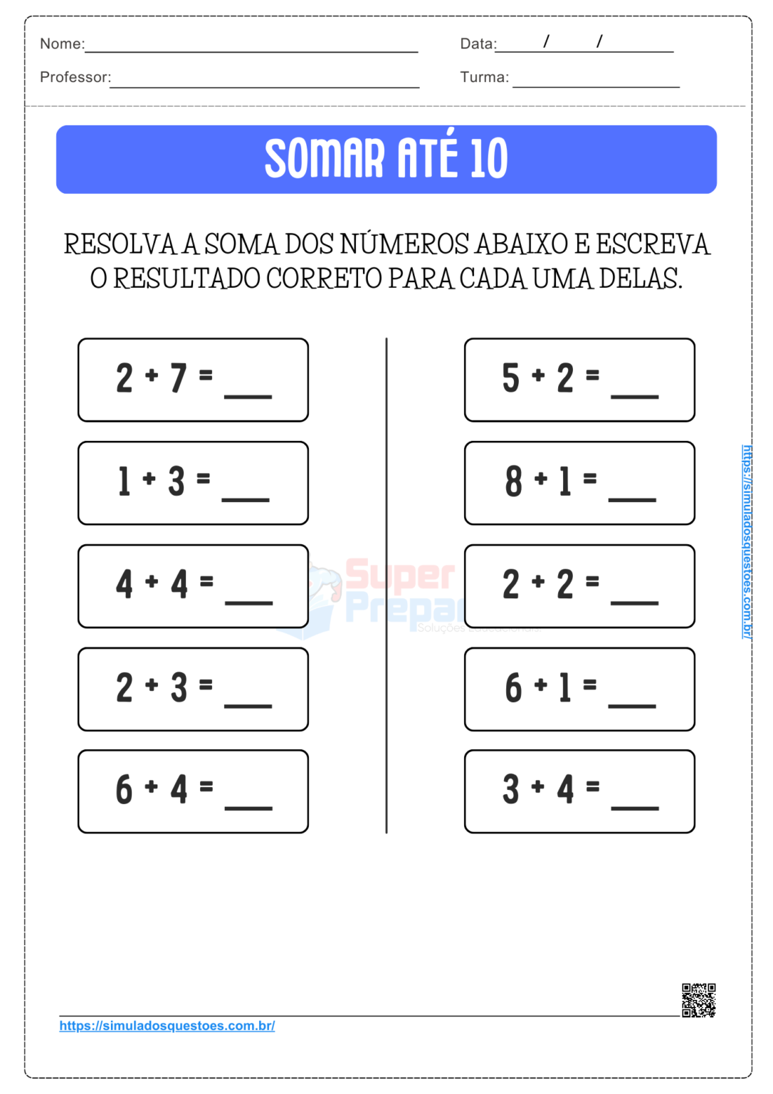 #43 Atividades de Somar até 10 para Educação Infantil e 1º ano EF ...