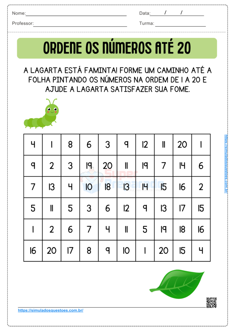 #35 Atividades de Ordenar os números até 20 para Educação Infantil e 1º ...