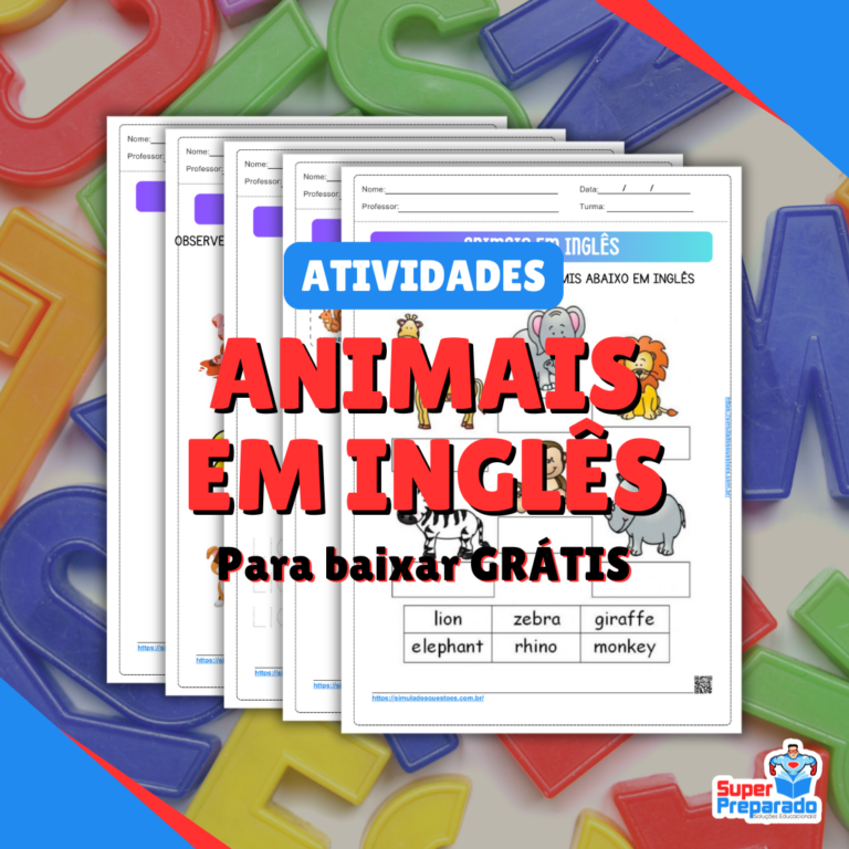 Animais em Inglês - Atividade Divertida para Educação Infantil
